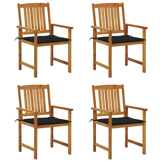 Chaises de jardin avec coussins lot de 4 bois d'acacia massif