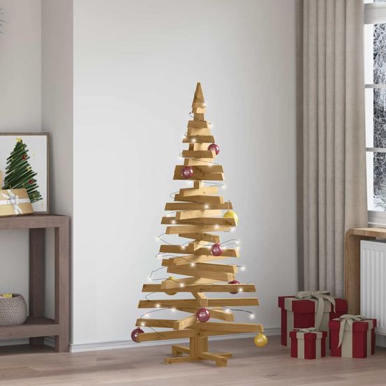 Sapin de noël design en bois de pin massif branches ajustables marron 150 cm