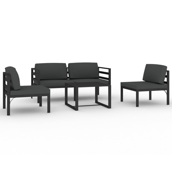 Salon de jardin 5 pcs avec coussins aluminium anthracite