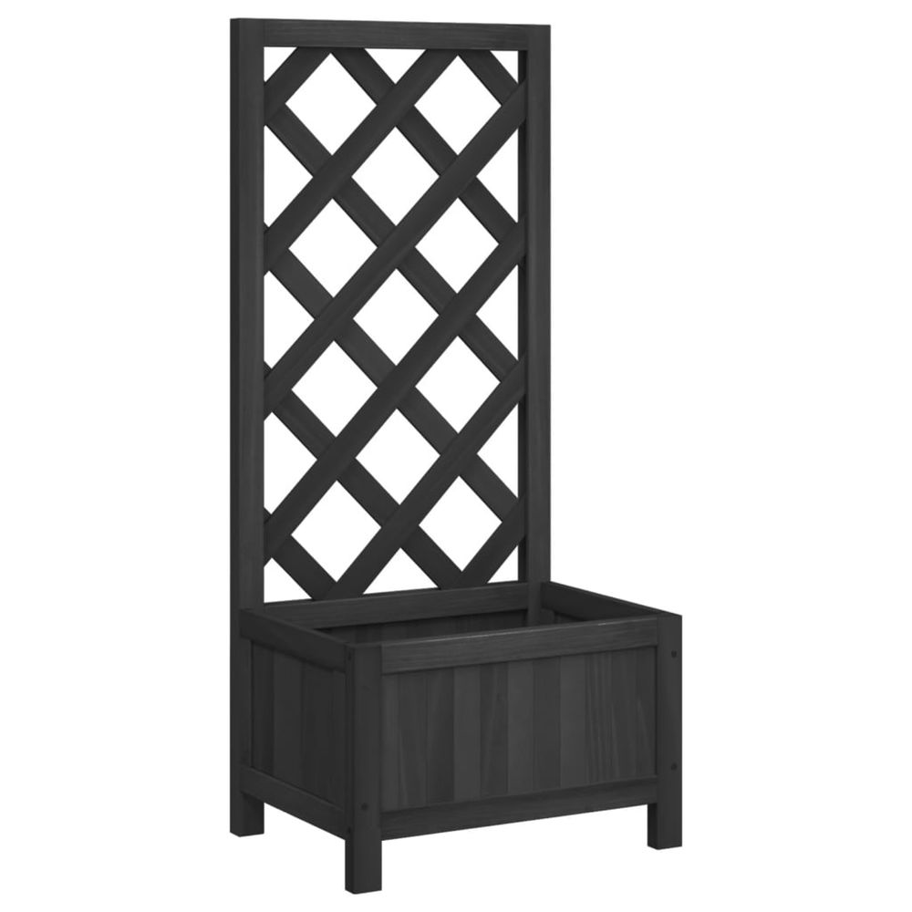 Jardinière d'extérieur avec treillis noir 40x30x90 cm bois massif de sapin