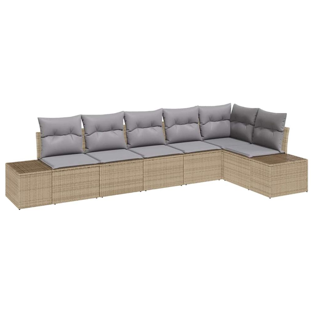 Ensemble de canapé de jardin 6 pc beige et gris clair polyrotin
