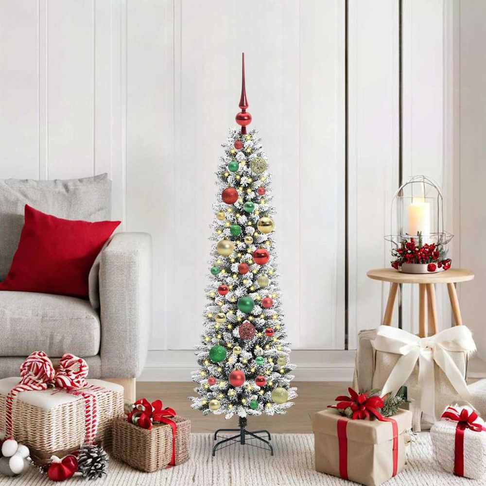 Décoration de noël : sapin artificiel enneigé 1.2m, tout compris avec 150 lumières led