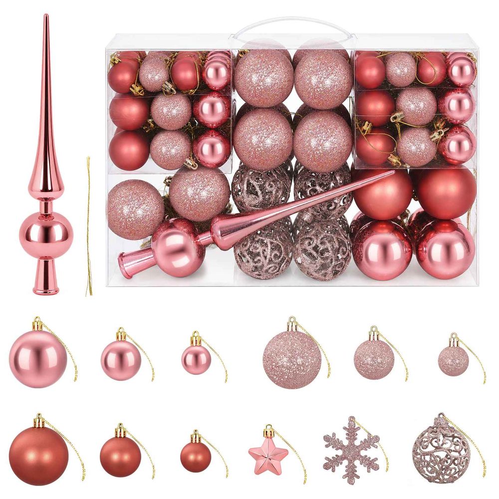 Ensemble de boules de noël 111 pc rose 6 cm polystyrène