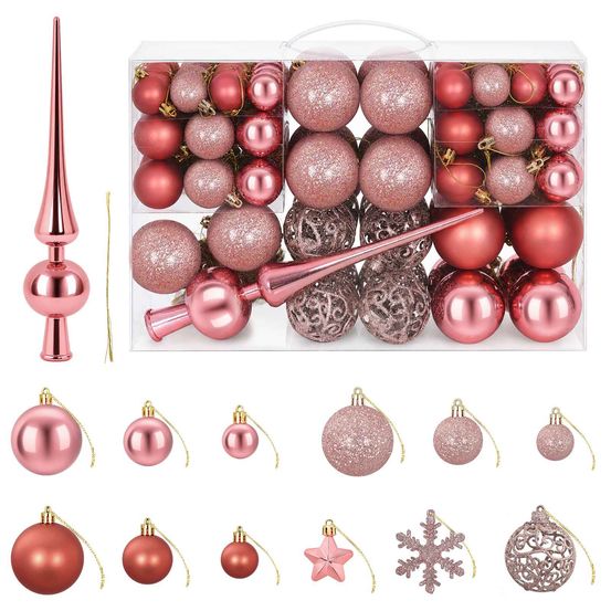 Ensemble de boules de noël 111 pc rose 6 cm polystyrène