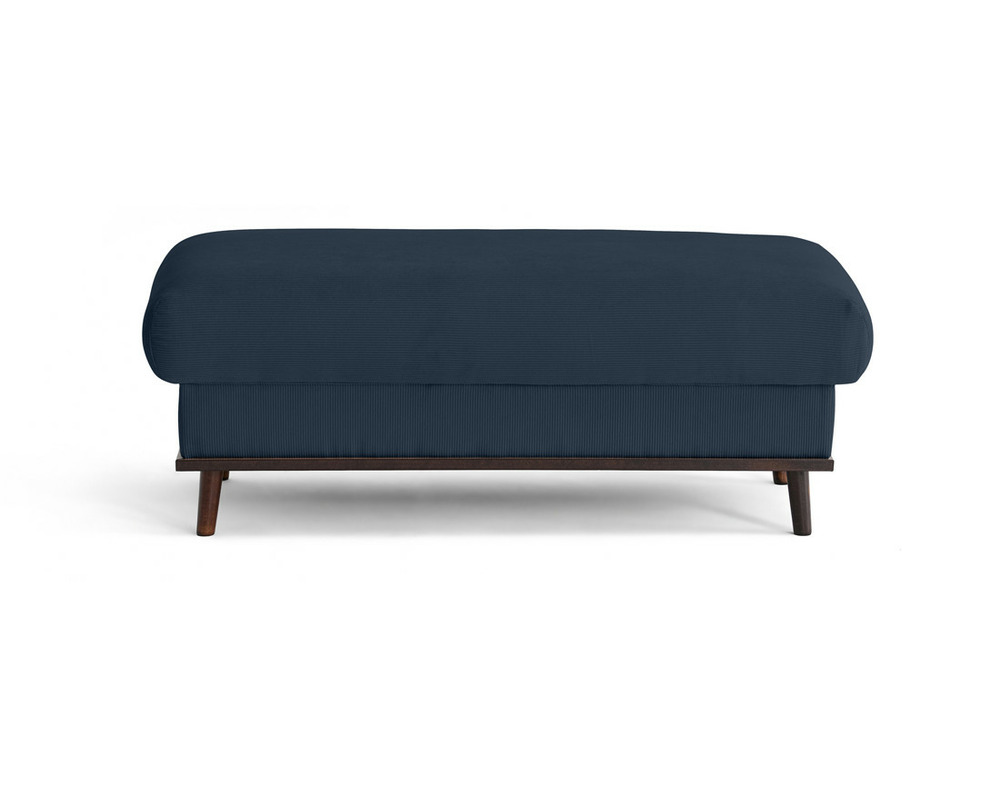 Albane - pouf en velours côtelé pieds bois foncé