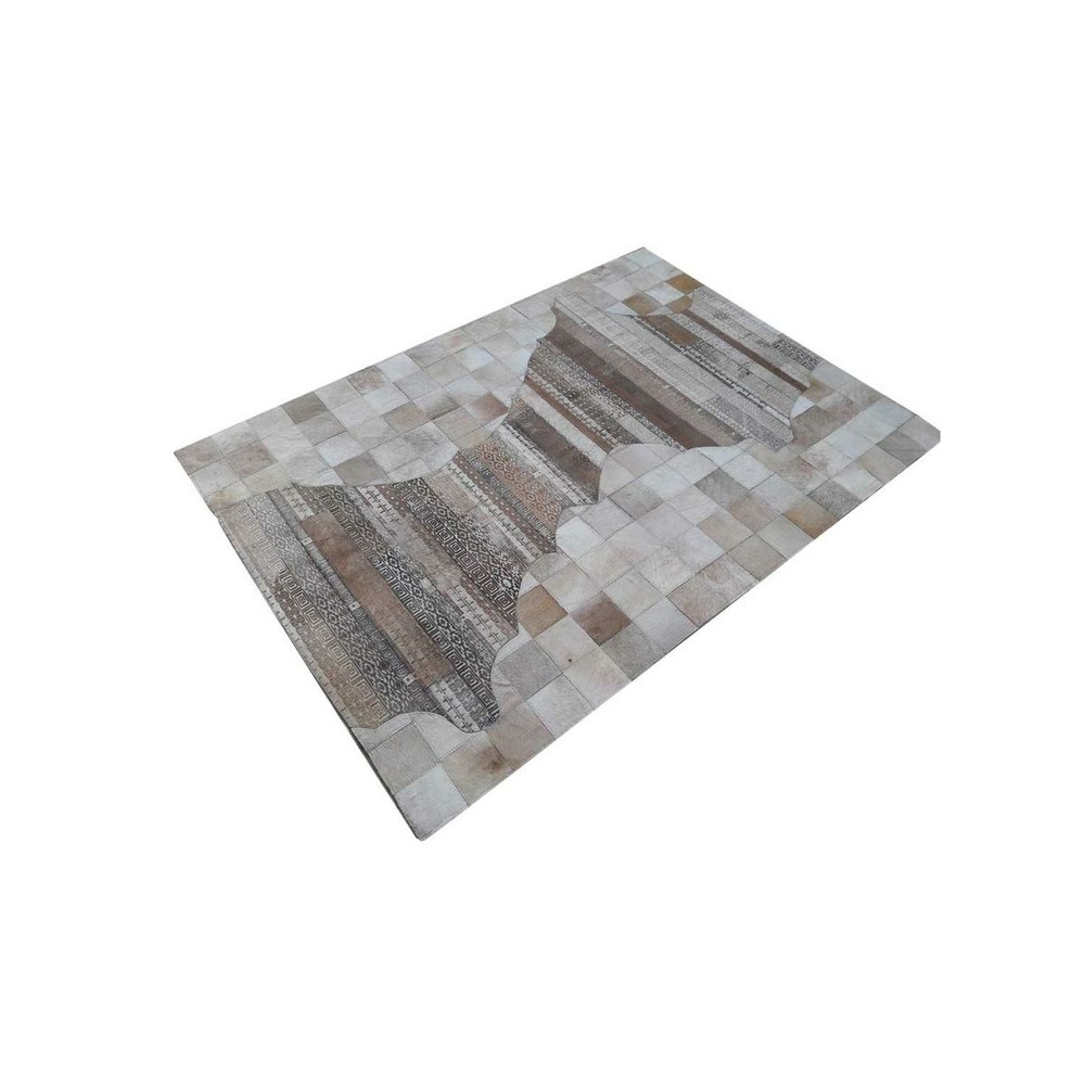 Tapis peau de vache 120x170 kilim fait main beige