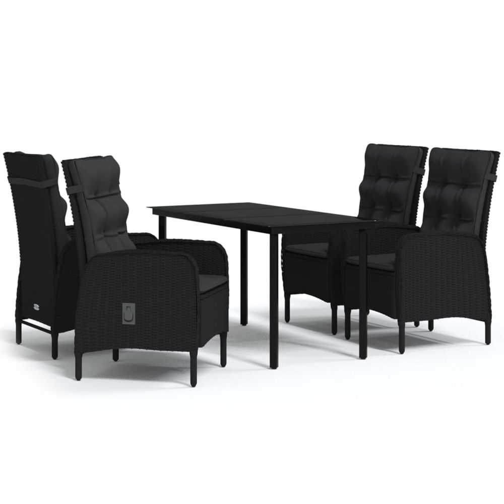 Ensemble à manger de jardin avec coussins 5 pcs noir
