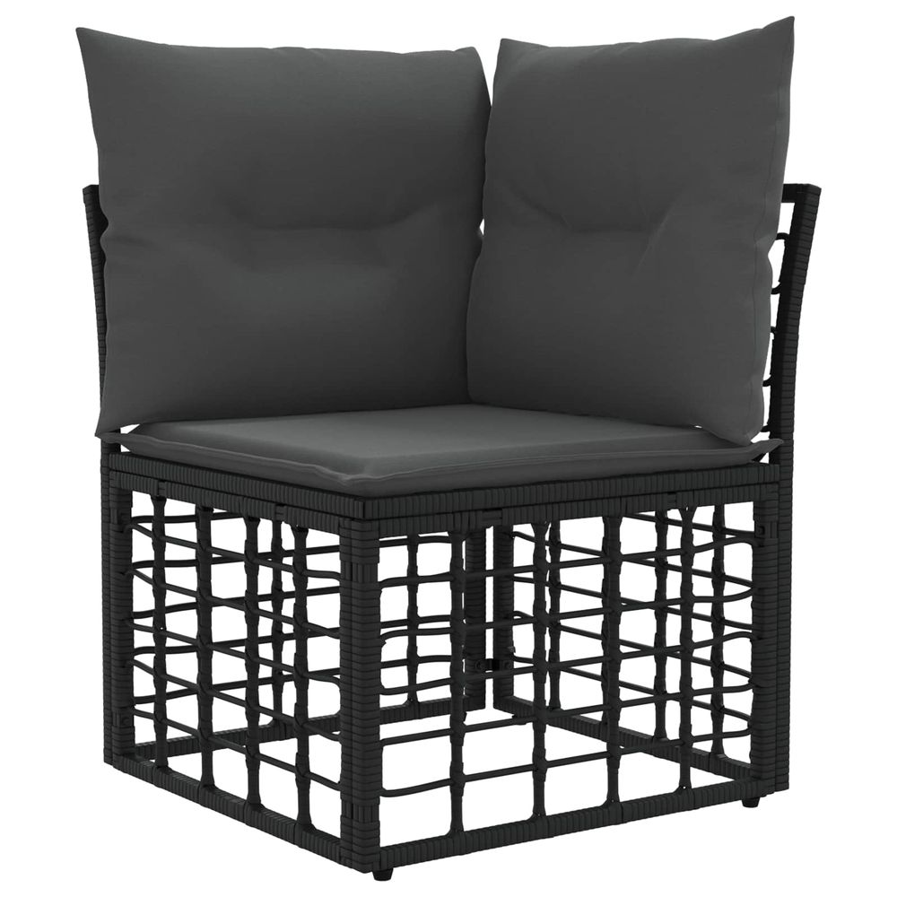 Unité de canapé d'angle modulable pour extérieur noir polyrotin