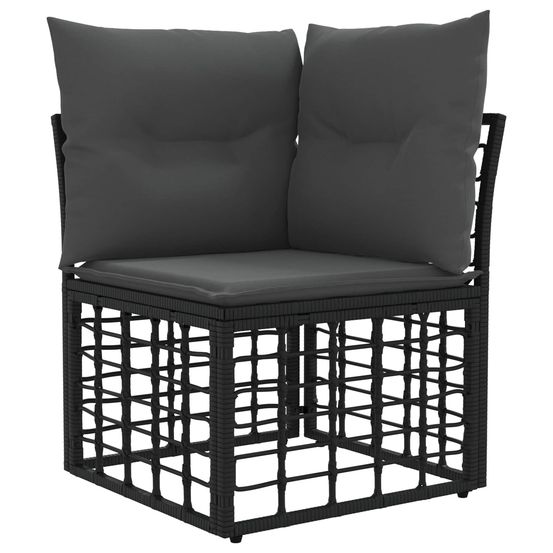 Unité de canapé d'angle modulable pour extérieur noir polyrotin