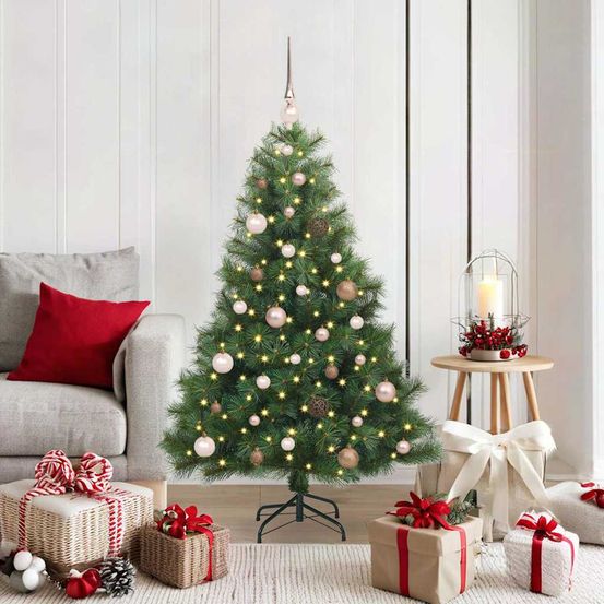 Sapin artificiel décoré 150 cm, lumières 150 led usb et 61 boules incluses
