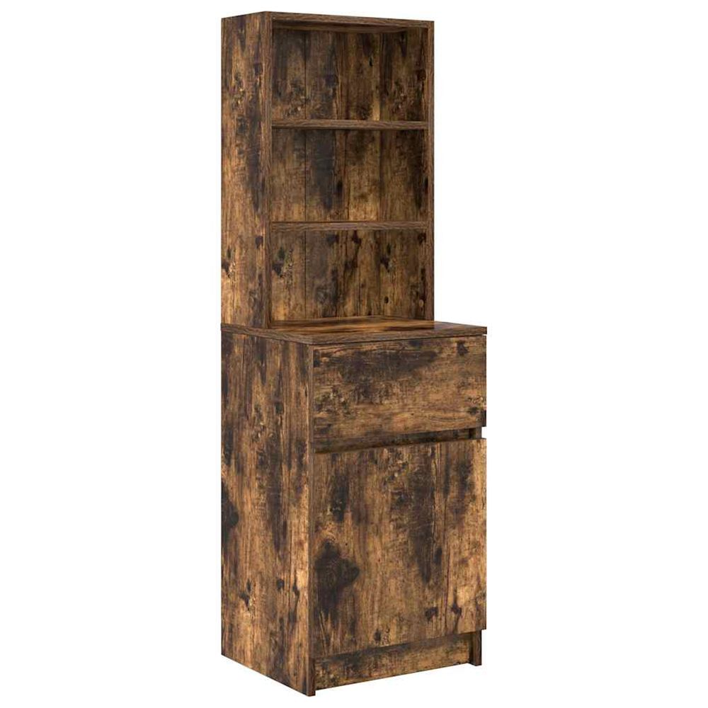 Table de chevet chêne fumé 39x35x125 cm bois d'ingénierie
