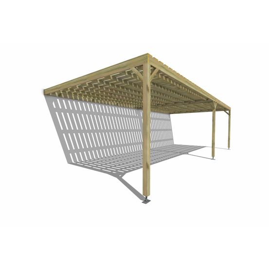 Pergola bois • 9m x 4m • adossée • sens largeur • platelage bois • livraison comprise