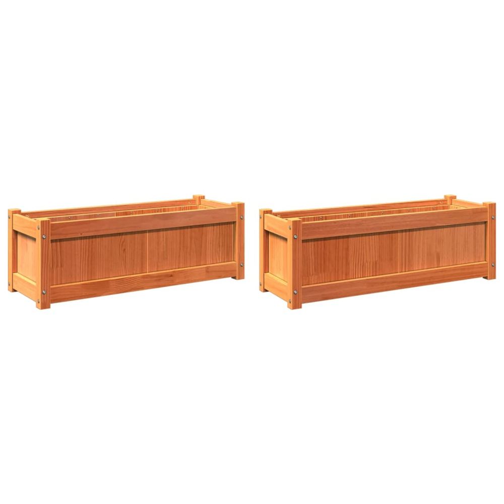 Jardinière d'extérieurs 2 pcs cire marron bois de pin massif