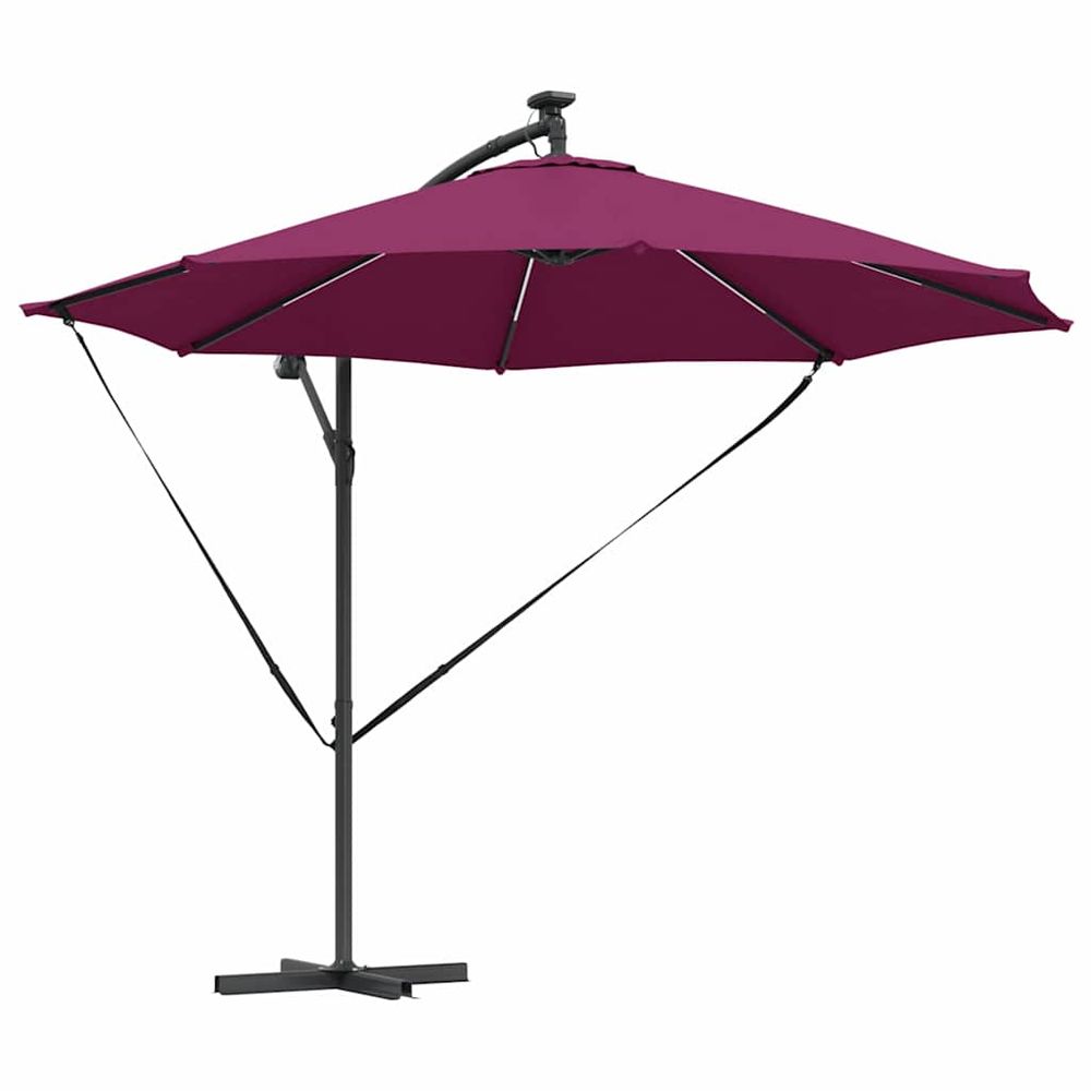 Parasol 294 x 294 x 248 cm polyester et aluminium bordeaux