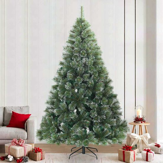 Sapin de noël artificiel enneigé pvc et acier à montage facile blanc 240 cm