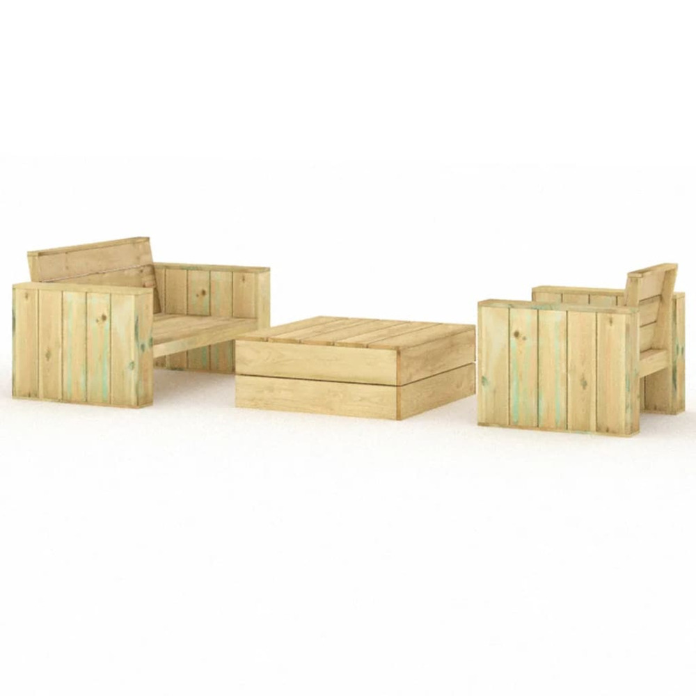 Salon de jardin 3 pcs bois massif de pin imprégné