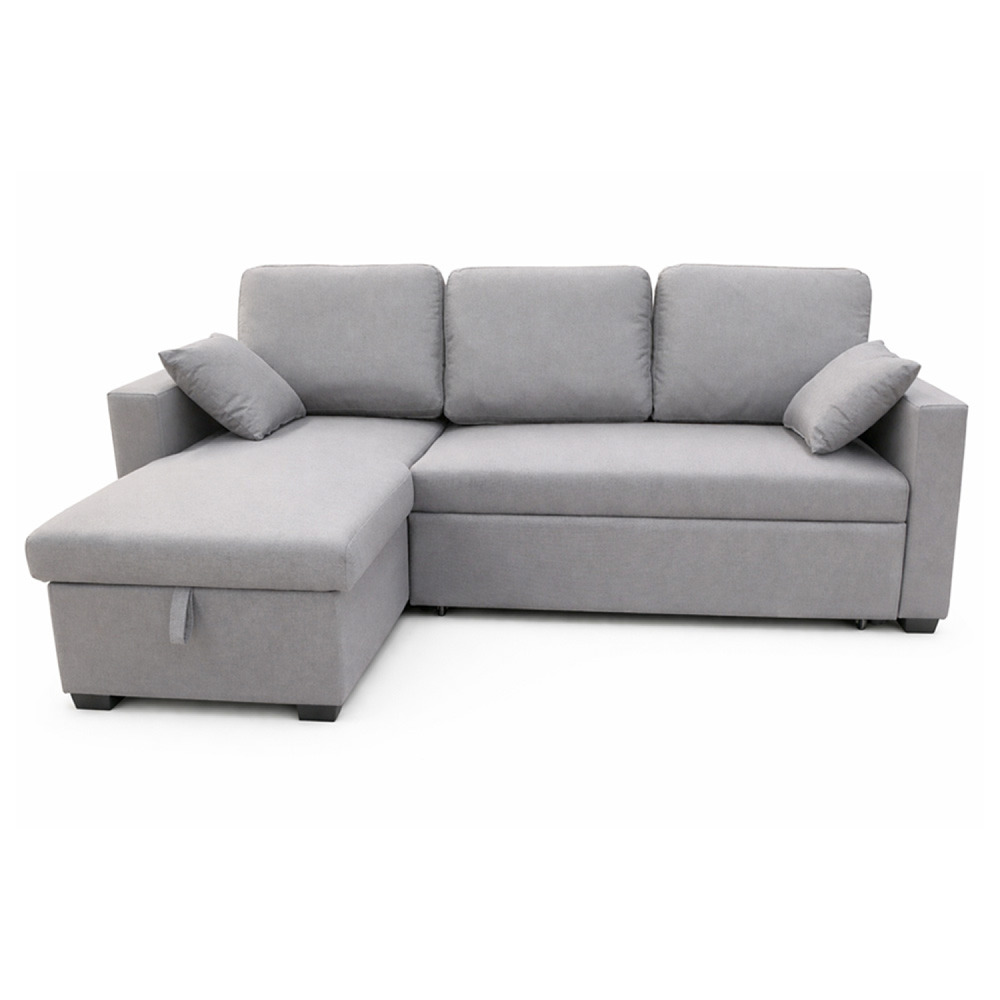 Canapé d'angle convertible 3 places avec coffre en tissu gris celbridge
