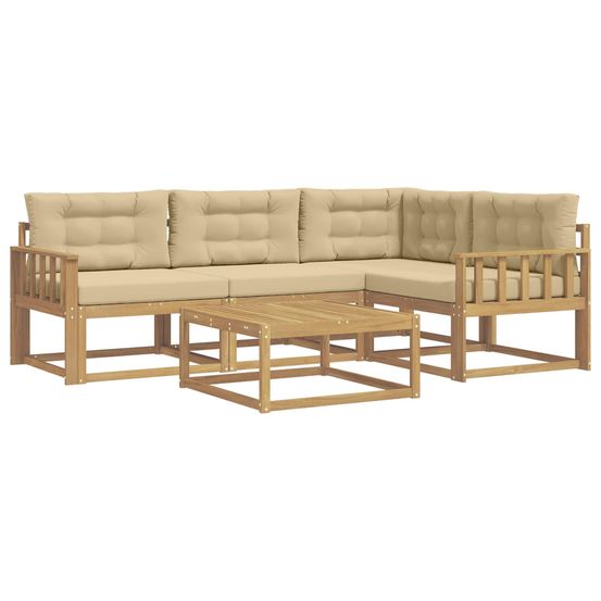 Ensemble de canapés d'extérieur 5 pc blanc et beige polyester