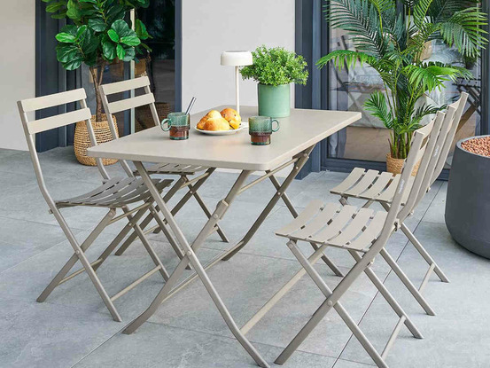 Table de jardin rectangle greensboro 110 x 70 cm café avec 4 chaises