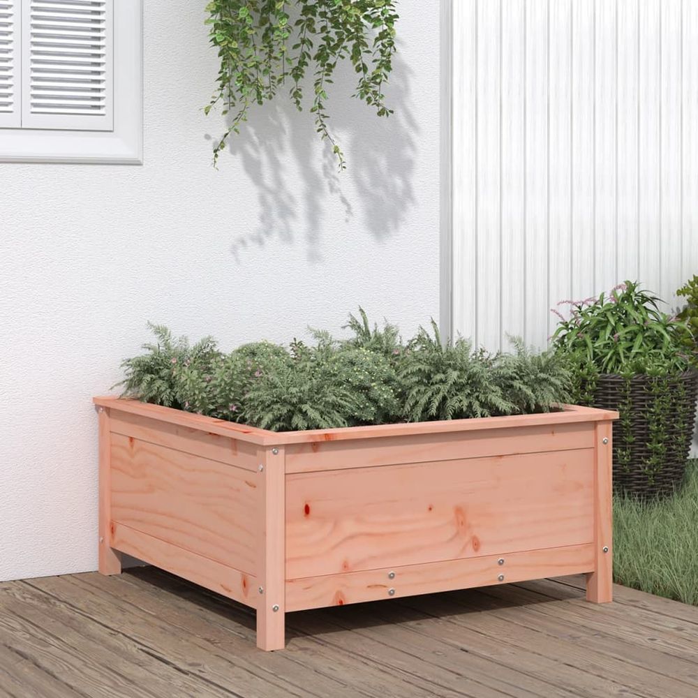 Jardinière carrée bois douglas naturel pour potager jardin 82x82cm