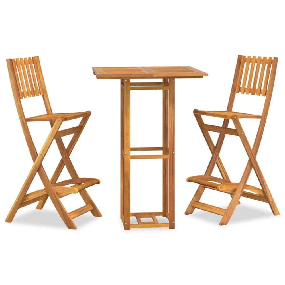 Ensemble de bar d'extérieur 3 pcs bois d'acacia massif