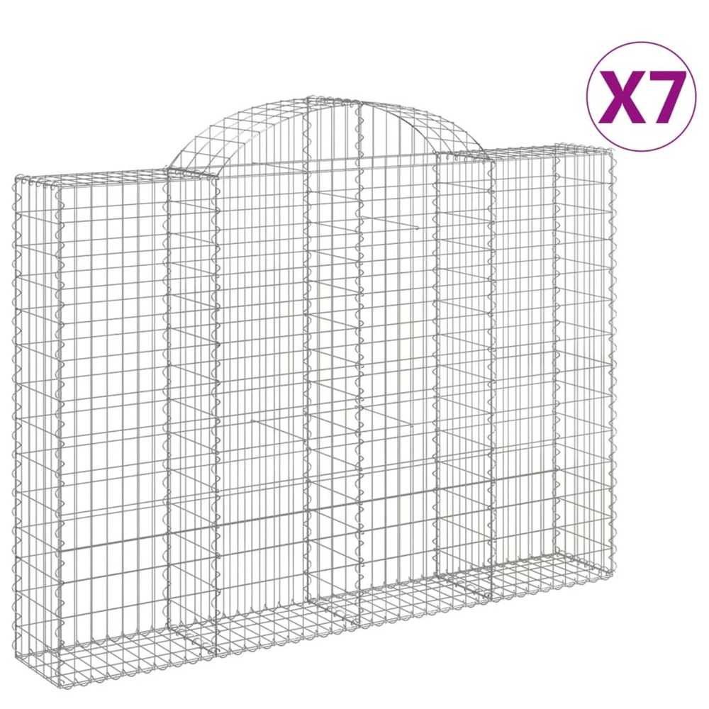 Paniers à gabions arqués 7 pcs 200x30x140/160 cm fer galvanisé