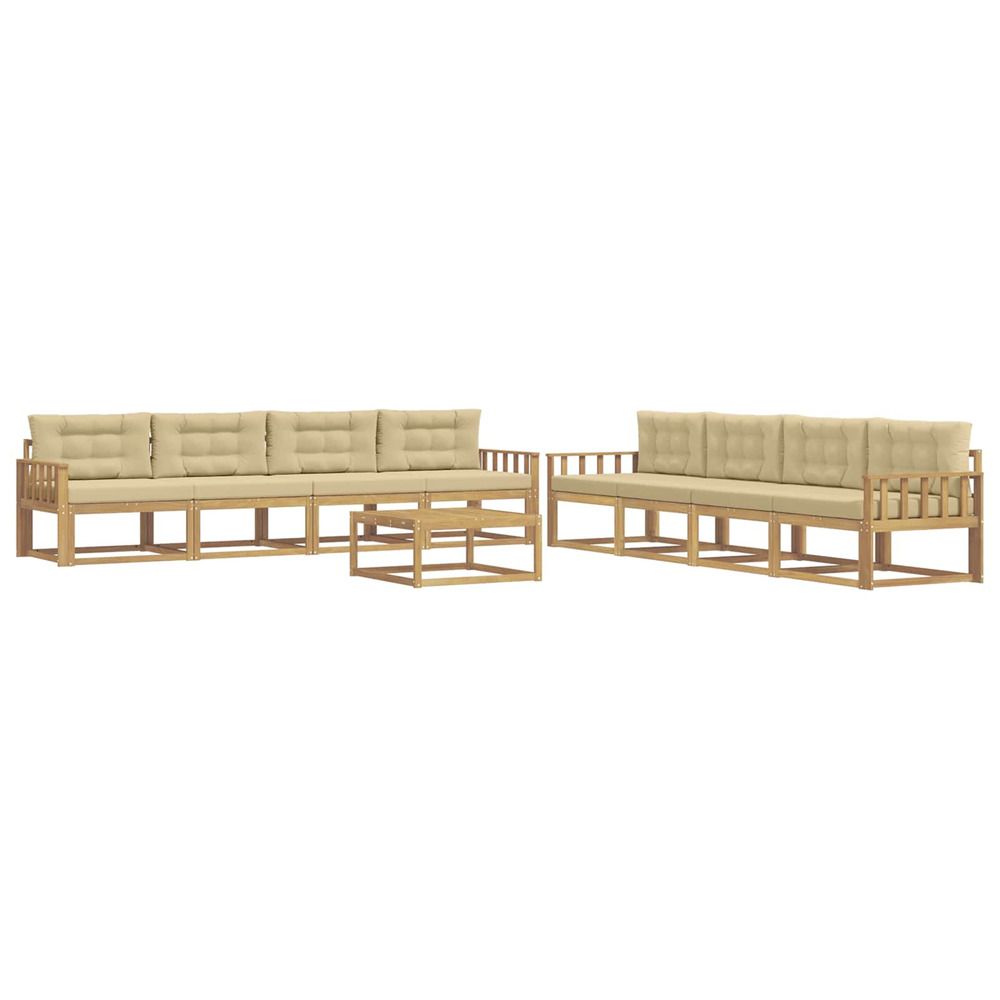Ensemble de canapés d'extérieur 9 pc blanc et beige polyester