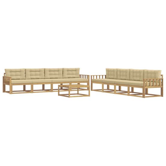 Ensemble de canapés d'extérieur 9 pc blanc et beige polyester