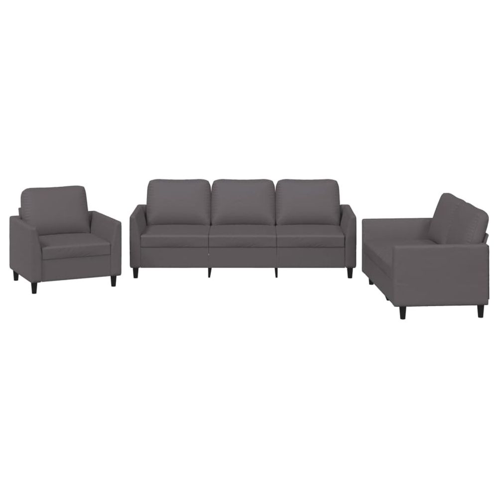 Ensemble de canapés 3 pcs avec coussins gris similicuir
