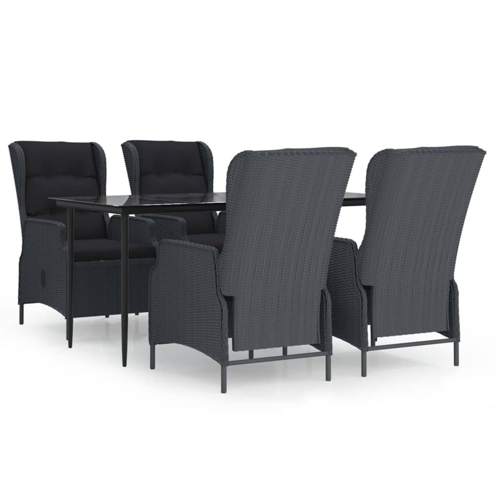 Ensemble à manger de jardin 5pcs gris foncé résine tressée