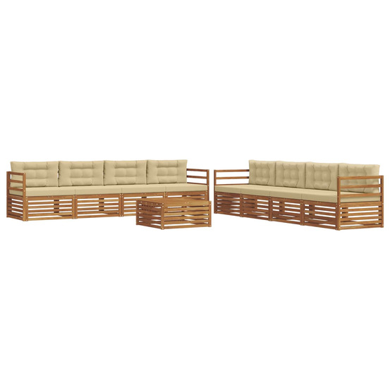Ensemble de canapés d'extérieur 9 pcs naturel et beige
