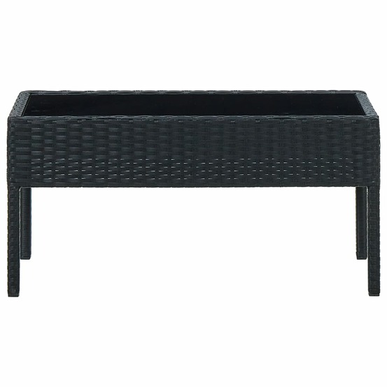 Table de jardin noir 75x40x37 cm résine tressée