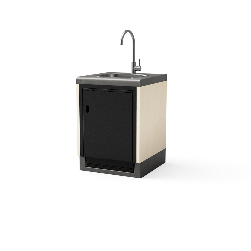 Module kitaway 61 évier&robinet gris&blanc