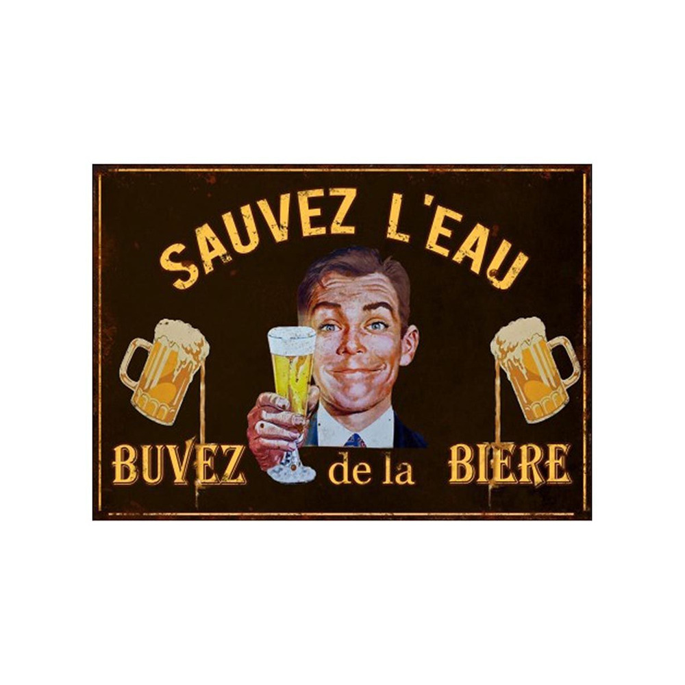 Plaque en métal humour 21 x 15 cm sauvez l'eau. . .