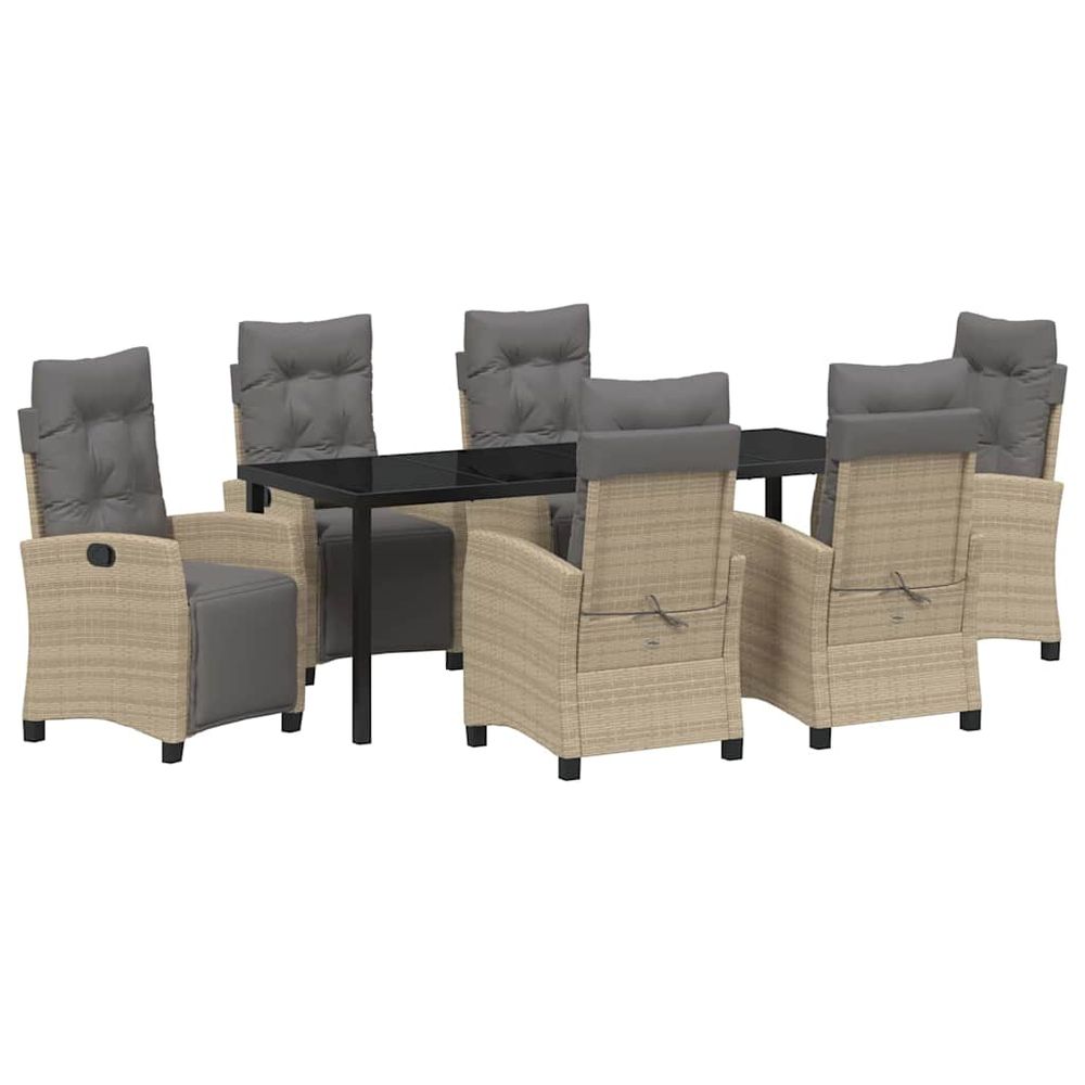 Ensemble de salle à manger pour jardin 7 pc beige polyrotin
