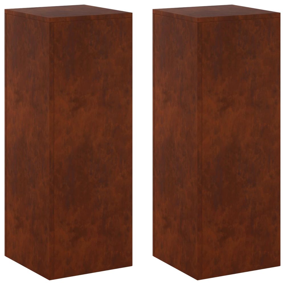 Support de plante 2 pcs rouillé 30 x 30 x 80 cm acier patiné