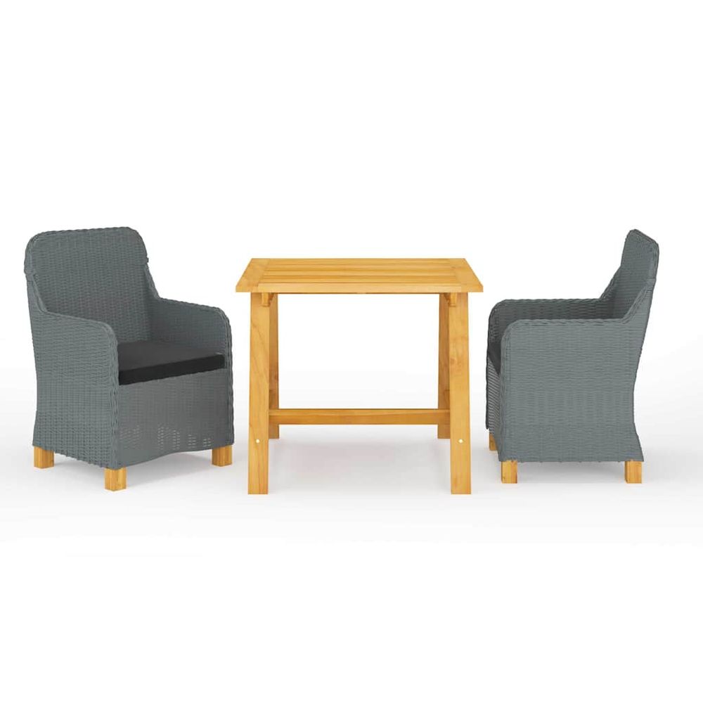 Ensemble à manger de jardin 3 pcs gris clair