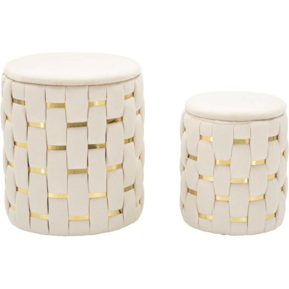 Pouf avec rangement intégré shanty (lot de 2) crème et doré