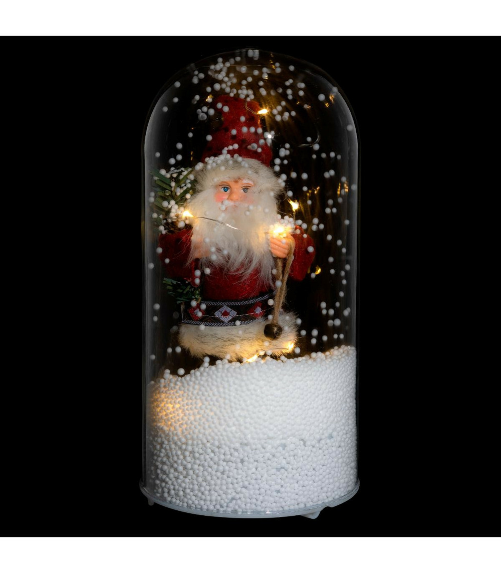 Déco père noël sous cloche, animée et musicale