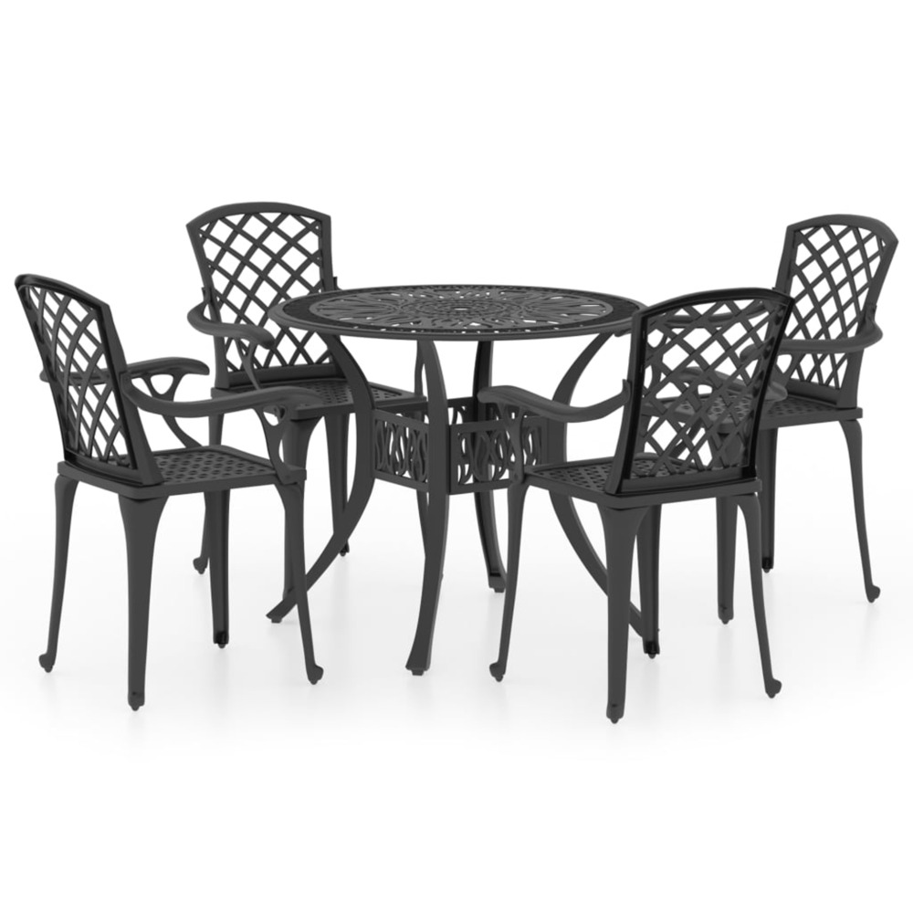 Ensemble de bistro 5 pcs aluminium coulé noir