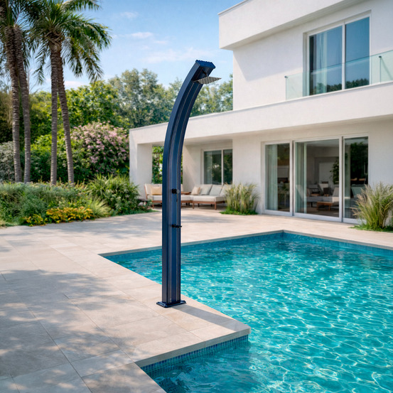 Douche solaire courbe piscine aluminium gris ral9023 30 l 2254 cm