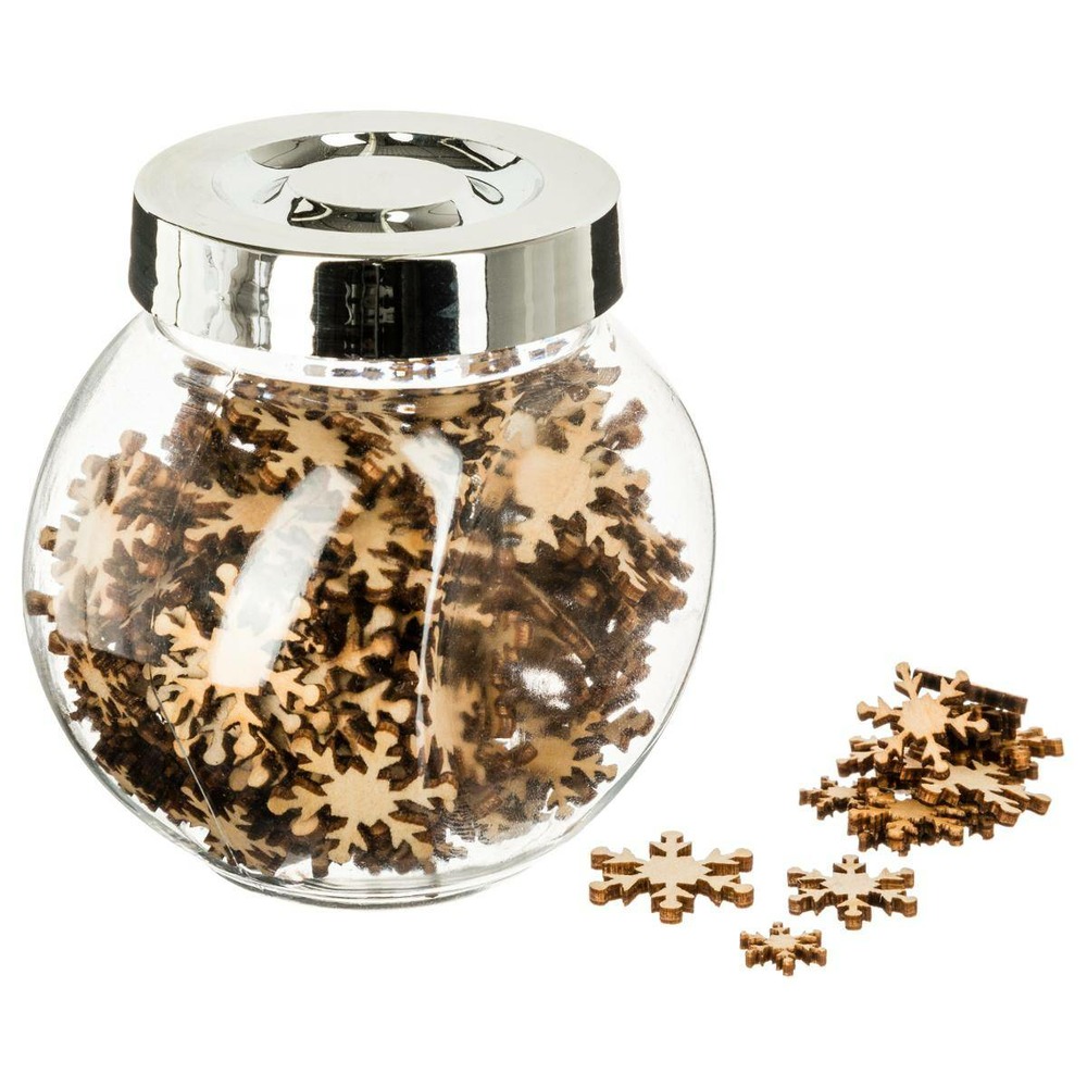 Bocal d'accessoires déco étoile ou flocon bois