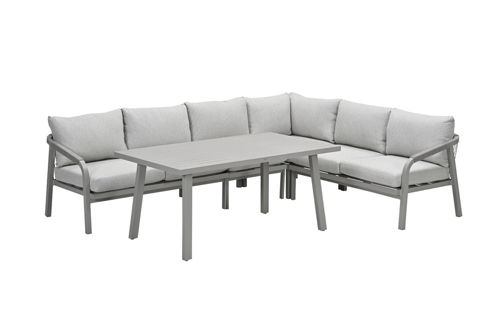 Ensemble salon de jardin monti - table haute -5 pièces-taupe sable gris de corde - sable de vallée