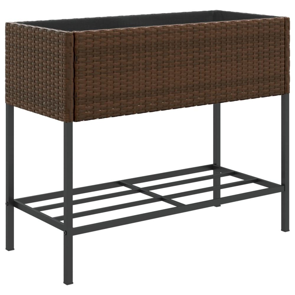 Jardinière d'extérieur avec étagère marron résine tressée
