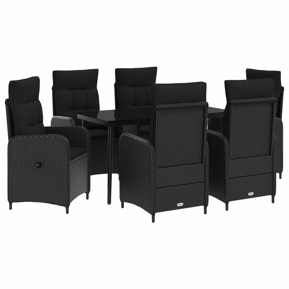 Ensemble de tables basses avec coussin avec oreiller 7 pcs noir