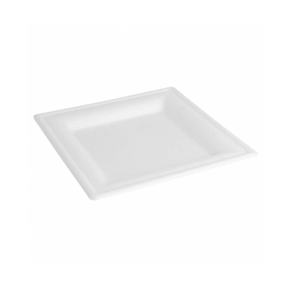Assiettes carrées en canne à sucre - ø 16 cm - lot de 50