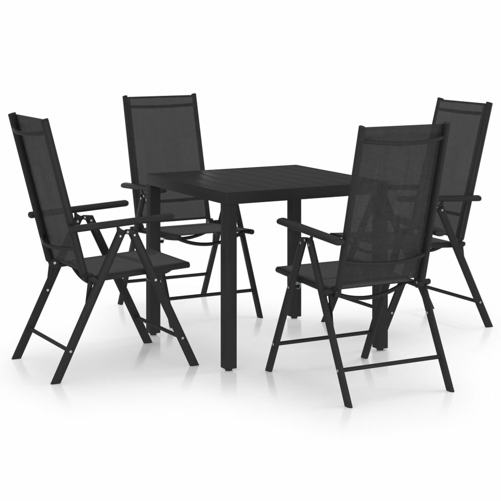 Ensemble de salle à manger de jardin meuble extérieur 5 pièces aluminium noir