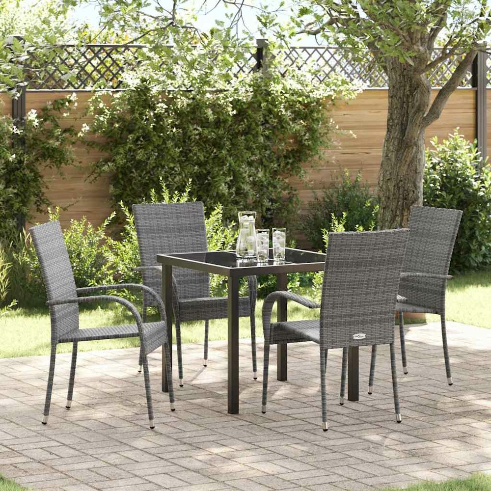 Ensemble de salle à manger pour jardin 5 pcs gris