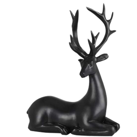 Renne couché noir 20cm - 16x6,5x20,5cm - décoration noël