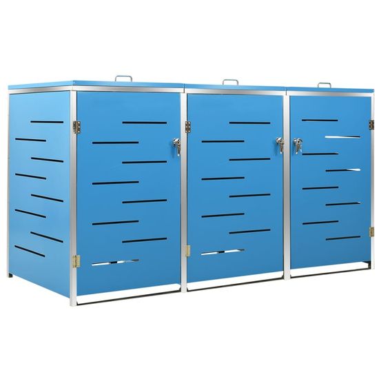 Abri pour trois poubelles 207x77,5x115 cm inox